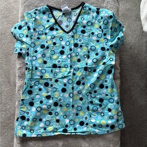 Scrubstar Women's Polka Dot Blouse - Blue and Black